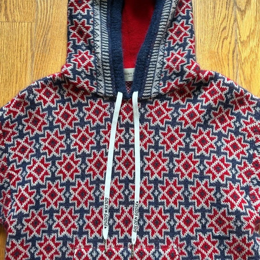 Golden Goose Red, White and Blue Wool Mohair Hooded Sweater.  Like New! - Picture 3 of 8
